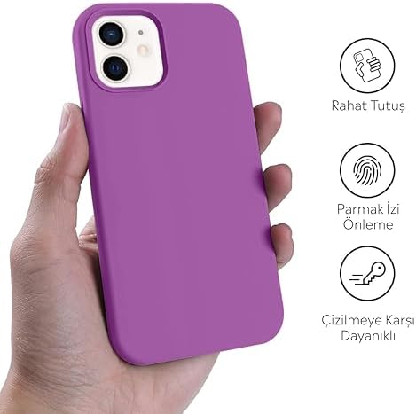 iPhone Kılıf İnce Sıvı Silikon 3 Katmanlı Tam Kaplamalı Yumuşak Jel Kauçuk Kılıf Kapak (Mat Mor, iPhone 11) - Görsel 2