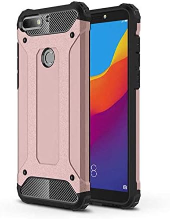 Y7 2018 ile uyumlu Çİft Katman Koruyucu Crash Military Tank Kılıf - Rose Gold - Görsel 3