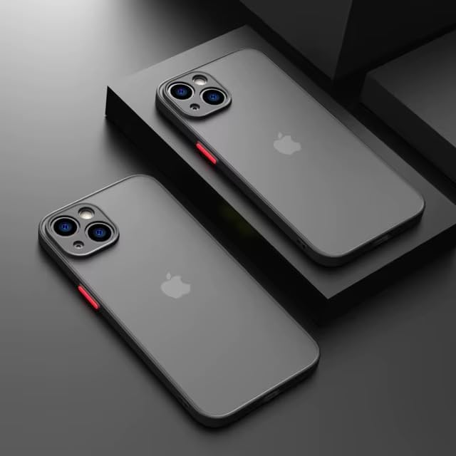 & AKSESUAR iPhone 15 ile Uyumlu Arka Kısmı Mat Şeffaf Yapıya Sahip Kenarları Silikon Tpu Malzemeden Üretilmiş Renkli Tuşlara Sahip Kamera Korumalı Transparan Kılıf (Siyah)