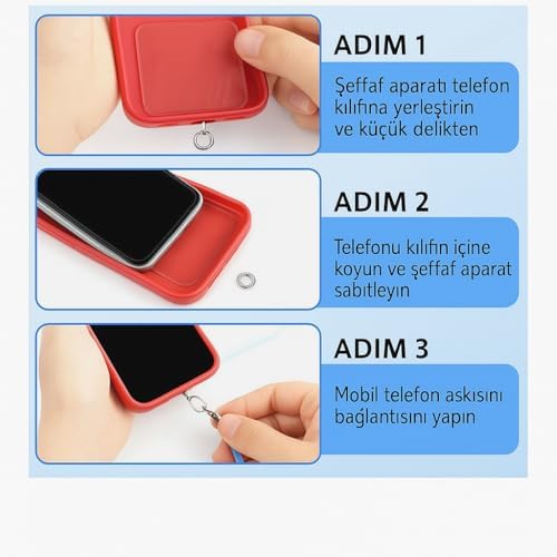 Telefon Boyun Askı Aparatı 5'li Paket, Universal – Şeffaf - Görsel 3