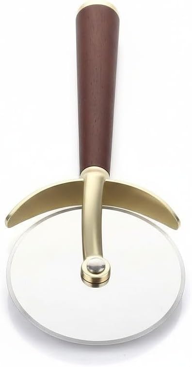 Alternative view of Akasya Ahşap Saplı Paslanmaz Çelik Mutfak ve Bar Gereçleri - Pizza Kesici, Şişe Açacağı, Sarımsak Ezici, Ceviz Kıracağı, Soyacak - (Pizza Kesici Rulet - Gold)
