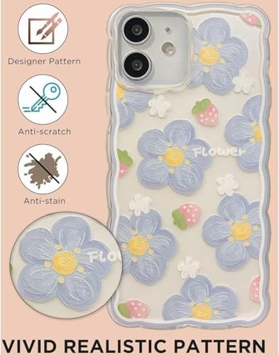 Alternative view of Xspring Telefon Kılıfı, Şeffaf Yumuşak TPU Kılıf, Mavi Yaban Mersini Çiçek Desenli, İle Uyumlu Telefon 12 Modeli, Kadınlar ve Kızlar İçin Şık Dalga Tasarım