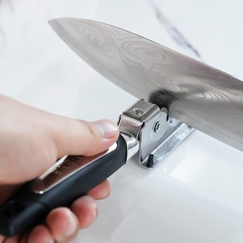 İkili Bıçak Bileme Seti – 3 Aşamalı Krom Kaplama Manuel Bıçak Bileyici + Metal Gövdeli 8 Tekerlekli Profesyonel Bıçak Bileme Aparatı - Görsel 3