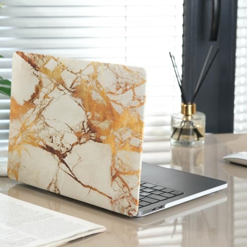 Alternative view of MacBook Air 13.3 İnç Kılıf A1932 A2179 A2337 M1 Uyumlu Sert Kapak Hard Case Koruyucu Mermer Desenli İnce Hafif Laptop Kılıfı Sarı