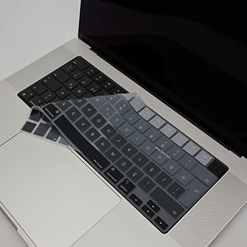 Alternative view of MacBook Türkçe Q Klavye Koruyucu M1-M5 | A2681 A3113 A3240 A3449 A2442 A3426 A3434 A2485 A3429 | Air 13.6-15.3 Pro 14-16 Neo 13 | Silikon Keyboard Cover Touch ID Siyah Gri