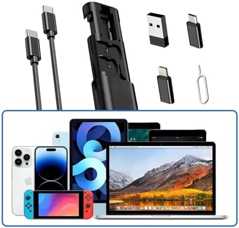 Aksesaurcı 7 in 1 Çok İşlevli USB C adaptör seti Type-C, Usb, Micro Light-ning Port, Seyahat için USB kablosu Sim kart, Hafıza Kartı saklama kutusu, kameralar ve daha fazlası için - Görsel 3