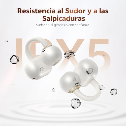 QCY Crossky C50 Kulakiçi Klipsli Açık Kulak Kablosuz Bluetooth 6.0 Kulaklık, 4 Mikrofonlu Kulaklık, 35H Çalma Süresi Kulak Manşeti, Koşu/İncelik için Rahat, IPX5 Su Geçirmez, Ultra Hafif