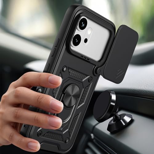 Tecno Pova Curve 2 İle Uyumlu PhoenixShield Sürgülü Sistem Kamera Korumalı Kapak Tam Koruma Manyetik Vega Kapak Siyah