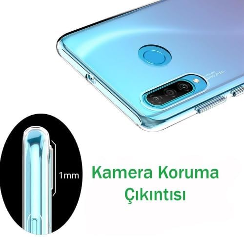 P30 Lite ile Uyumlu Kılıf Şeffaf Silikon Kamera Korumalı 0,30 mm - Görsel 3