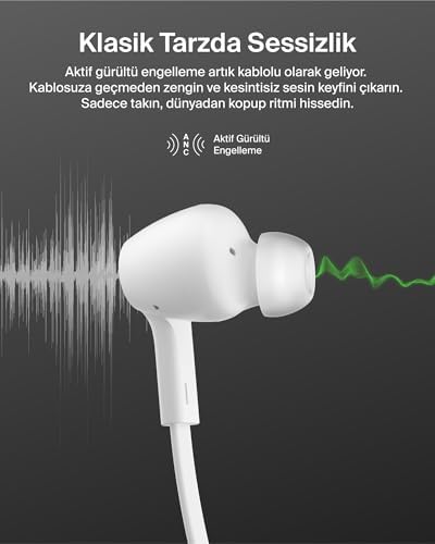 SoundForm ANC Kulaklık, USB-C Bağlantılı, Mikrofonlu Kulakiçi Kulaklıklar, iPhone 17, iPhone 16, iPad Mini, Galaxy S25, Google Pixel 10, Android ve Daha Fazlası için, Beyaz