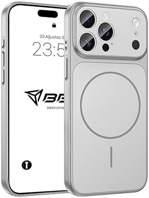 iPhone 16 Pro ile Uyumlu Kılıf Kamera Tasarımı Mag-Safe Destekli Temperli Cam Arka Yüzey Darbelere Karşı Koruma Lüks Telefon Kılıfı Gümüş - Görsel 2