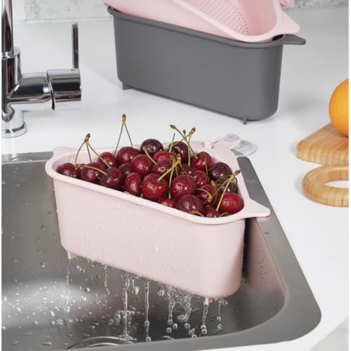 Plastik Lavabo Çöp Filtresi ve Süzgeci - Silikon Vantuzlu Köşe Lavabo Organizeri - Yemek Artığı Süzme ve Çöp Toplama Sepeti (18x18x9.5 cm - Asorti) - Görsel 3