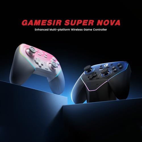 Alternative view of Super Nova Wireless Gaming Controller for PC/Switch/iOS/Android, Hall Effect Stick & Trigger, Rubberized Grips, RGB Lighting, Swappable ABXY, Detachable Faceplate, 1000mAh with Charging Dock