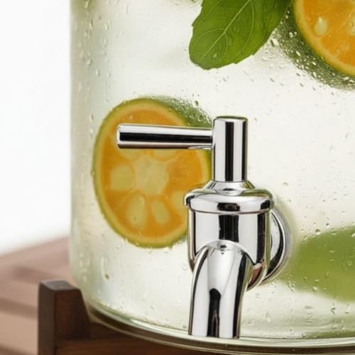 Akasya Ahşap Standlı Musluklu Cam Sebil - Soğuk İçecek Dispenseri ve Limonata Sürahisi - Parti ve Sunum İçin Şerbetlik - 3 ve 5 Litre Seçenekli (Akasya, Cam Kapaklı, 3 Litre)
