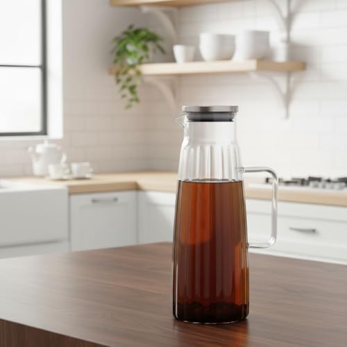 Metal Kapaklı Borosilikat Cam Yağdanlık ve Sürahi | 1000ml (11x26cm) Çok Amaçlı İçecek ve Sıvı Gıda Saklama