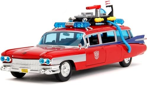 Jada Toys X Ghostbusters ECTO-1 Die-Cast Metal Model Araba, 1:24 Ölçek, Kırmızı-Beyaz - Görsel 3