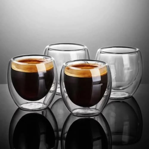 Needd Çift Katmanlı Espresso Cam Bardak Seti 4'lü 80 ml | Borosilikat Cam, Isı Yalıtımlı Double Wall Tasarım | Espresso, Ristretto ve Macchiato için Şeffaf Kahve Bardağı - Görsel 3