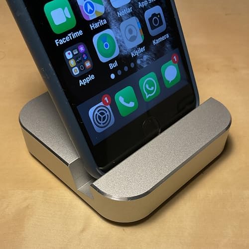 Alternative view of Premium Alüminyum Cep Telefonu Standı – Masaüstü Kullanım için Ergonomik, Kompakt Tasarım, iPhone ve Android Uyumlu, Gümüş Grisi