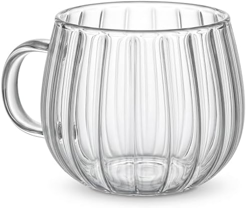 Çizgili Borosilikat Cam Bardak, 350 Ml Geniş Kapasite, Isıya Dayanıklı Yapı, Bulaşık Makinesinde Yıkanabilir, Ev Ofis Restoran İçin Kullanıma Uygun Kulplu Kahve Espresso Latte Sunum Bardağı - Görsel 2