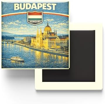 Macaristan Budapeşte Şehri Temalı Vintage Buzdolap Magneti – 9x9 cm
