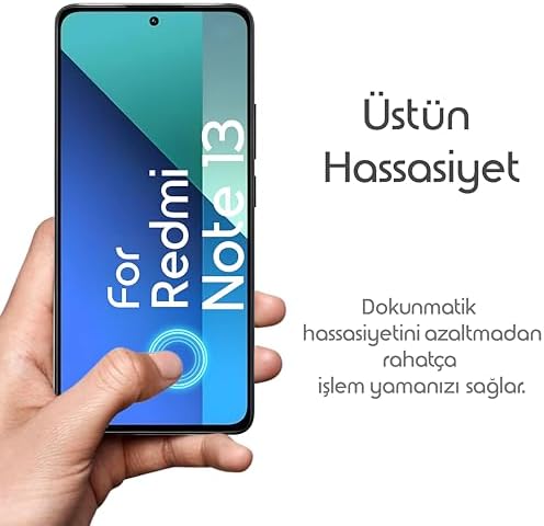 Redmi Note 13 için Ekran Koruyucu 9H Sertlikte Anti-Static Temperli Cam Görüntü Kalitesini ve Dokunmatiği Etkilemeyen Çizilme ve Darbelere Karşı Ekranı Kaplayan Premium Redmi Note 13 Koruma - Görsel 3