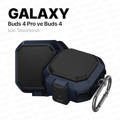 Galaxy Buds 4 Pro ve Buds 4 ile Uyumlu Darbelere Karşı Ultra Güçlü Çift Renkli Sert Kenarlı Mat Silikon Kılıf (Lacivert, Galaxy Buds 4 Pro/4) - Görsel 3