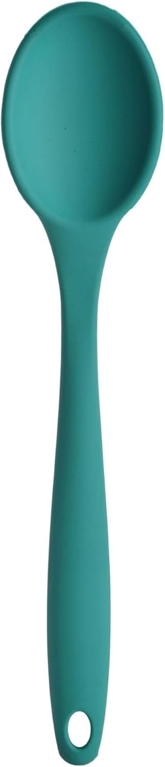 Silikon Servis ve Yemek Hazırlama Kaşığı, Yumuşak Uç, Komple Silikon, 27 cm, Yeşil Kaşık, Yanmaz Yapışmaz, Tencere Çizmez, 1 Adet - Görsel 3