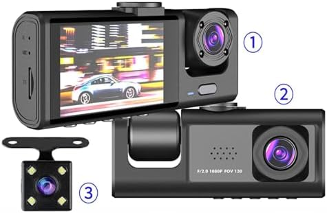 A98 BalckBox DVR WiFi Full HD 1080P 3 Kameralı Araç İçi Güvenlik Kamerası + Park Modu Kablosu Ön-Arka-İç Kayıt, DashCam