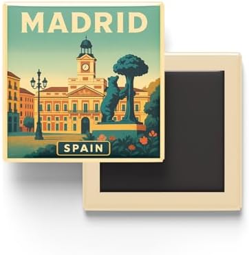 Madrid İspanya - Puerta del Sol (Güneş Kapısı) - Baskılı Buzdolap Magneti Kare 9x9 cm