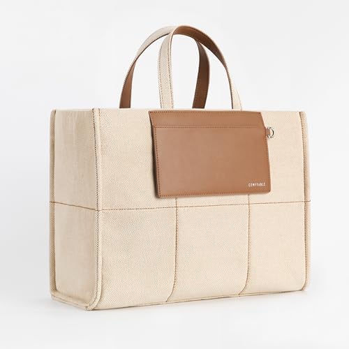 Comfyable Kadınlar için Laptop Çantası, Büyük Kapasiteli Kanvas Çanta, Hem Evrak Çantası hem de Seyahat için Crossbody Omuz Çantası, İş için, Kanvas, Medium - Görsel 3