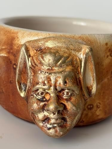 El Yapımı Seramik Dekoratif Kupa – Antik Altın Mask Detaylı Kupa - Frig Serisi Altın Mask Kupa - Görsel 3