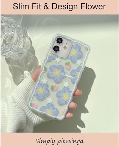 Xspring Telefon Kılıfı, Şeffaf Yumuşak TPU Kılıf, Mavi Yaban Mersini Çiçek Desenli, İle Uyumlu Telefon 12 Modeli, Kadınlar ve Kızlar İçin Şık Dalga Tasarım