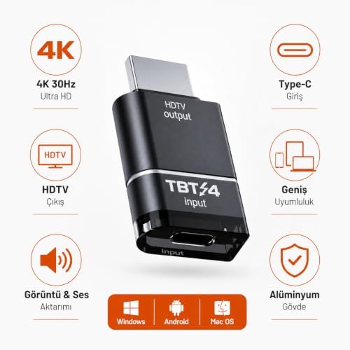 Alternative view of Thunderbolt to HDTV HD Adaptör CD-03 Type-C HDMI Dönüştürücü 4K 30Hz Ultra HD Görüntü ve Ses Aktarımı Windows Android Mac OS Uyumlu Alüminyum Alaşımlı Gövde | ZR1299