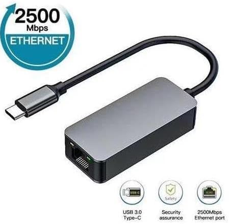 5247 Usb Type C To Ethernet 2500Mbps 2.5G İnternet Çevirici Dönüştürücü Adaptör yüksek hızlı Ethernet, geriye dönük uyumluluk, gigabit ve gigabit Ethernet ile aşağı doğru uyumluluk hızı ile