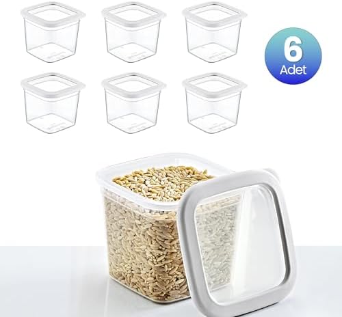 6'Lı Set Skali Kare Saklama Kabı Beyaz 740 ML - Görsel 3