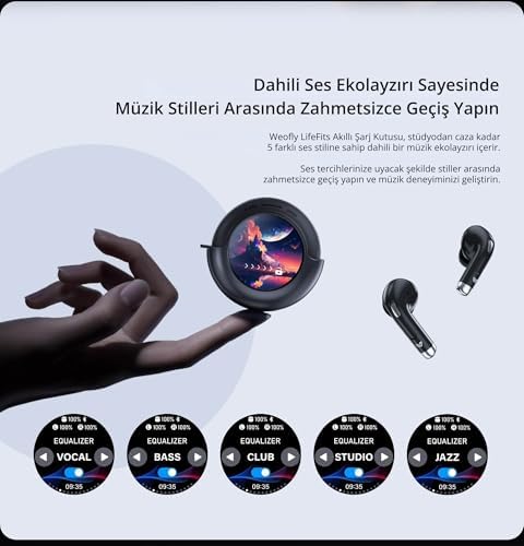 Weofly Lifefits Dokunmatik Ekranlı Saatli BT 5.4 Bass Kulakiçi Kulaklık