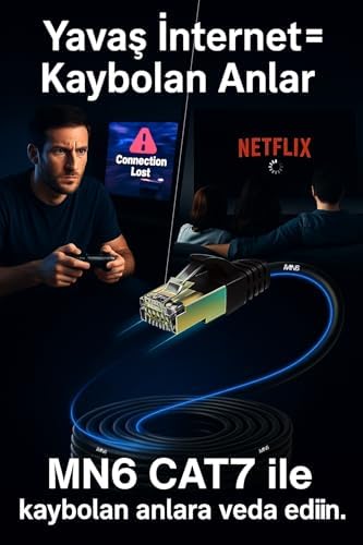 MN6 M109F Cat7 Ethernet Kablosu 15 Metre, Bakır İletken, STP, 10 Gbps, Altın Kaplama RJ45, 5G Modem ve Router Uyumlu - Görsel 3
