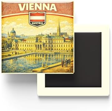 Alternative view of Avusturya Viyana Şehri Temalı Vintage Buzdolap Magneti – 9x9 cm