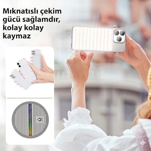 Alternative view of Manyetik LED Pocket Video Light Magsafe ile Uyumlu 2500-9000K Ayarlanabilir Işık 10W CRI95 1200mAh Type-C Şarjlı Taşınabilir Fotoğraf ve Video Çekim Işığı | N19