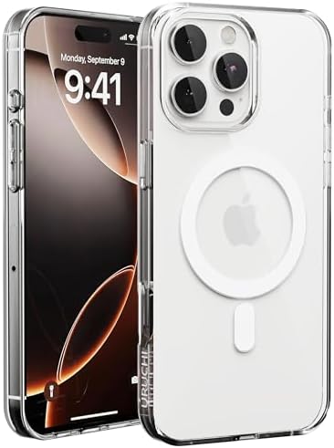 Apple iPhone 15 Pro için MagSafe ile Uyumlu Kılıf, Manyetik Şeffaf Kılıf, Sararma Karşıtı Koruyucu, Darbeye Dayanıklı Şeffaf Kristal Kapak