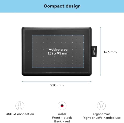 Wacom One CTL-472-N Creative Pen Çizim Tableti, USB, 3600 W, Baskıya Duyarlı Kalem, Siyah - Görsel 3