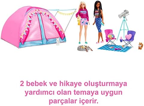 Malibu ve Brooklyn Kampta™ oyun seti 2 bebek, çadır ve aksesuarlarıyla It Takes Two™ kamp oyunu seti HGC18