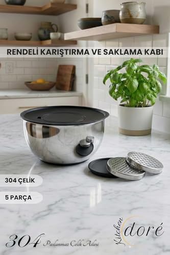 Alternative view of Rendeli Karıştırma Çırpma ve Saklama Kabı 5 Parça Derin Yapılı Hamur Yoğurmaya Uygun