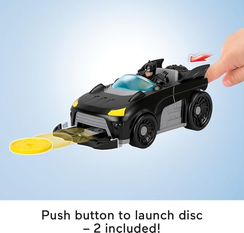 Imaginext DC Super Metal Force Batmobile Oyuncak Araba, 3 inç Batman Aksiyon Figürü ve Aksesuar Seti, Başlatıcı ve 2 Disk Dahil - Görsel 2