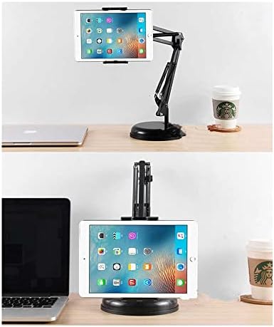 Masaüstü Telefon ve Tablet Tutucu 19cm Ayak Çap uzunluğu Ayarlanabilir Kollu Geniş Tablalı, PVC + Metal malzeme 360 Derece Dönebilen Masaüstü Telefon ve Tablet Tutucu - Y01