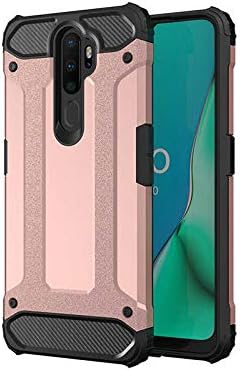 Oppo A5 2020 ile uyumlu Çİft Katman Koruyucu Crash Military Tank Kılıf - Rose Gold