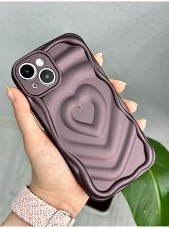 Apple Iphone 13 ve 14 ile Uyumlu 3D Mat Kabartma Kalp Desenli Kamera Korumalı Silikon Kılıf - Görsel 3