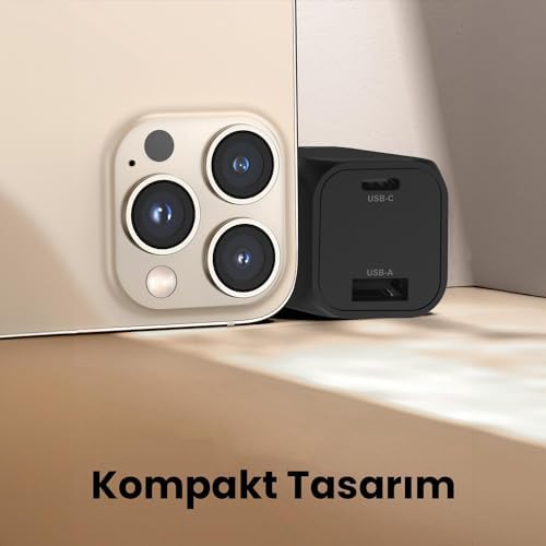 35W GaN USB-C + USB-A Şarj Aleti iPhone &  PPS Uyumlu PD QC4.0 Type-C Hızlı Şarj Cihazı