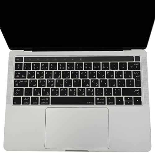 Arapça Klavye Koruyucu MacBook Pro 13 15 Touch Bar Uyumlu A1706 A1989 A2159 A1707 A1990 | UK ISO Ters L Enter | Arapça Baskılı Silikon Keyboard Cover Siyah - Görsel 3
