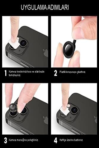 Apple iPhone 13 Alüminyum Alaşım Temperli Cam Kamera Lens Koruyucu - Mavi - Görsel 3